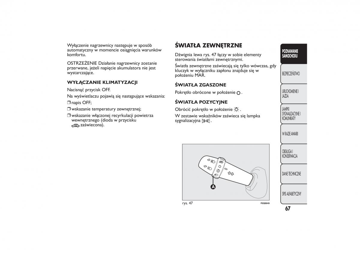 Fiat Bravo II 2 instrukcja obslugi / page 71