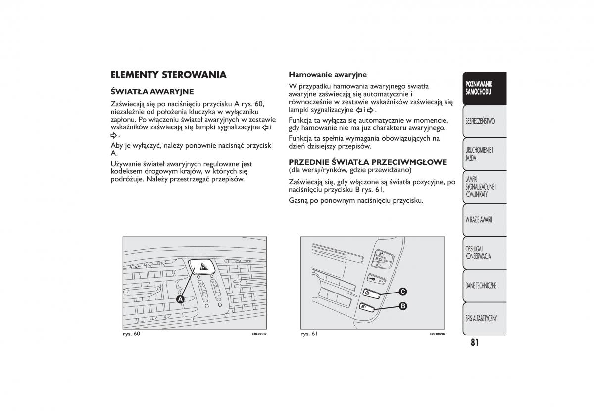 Fiat Bravo II 2 instrukcja obslugi / page 85