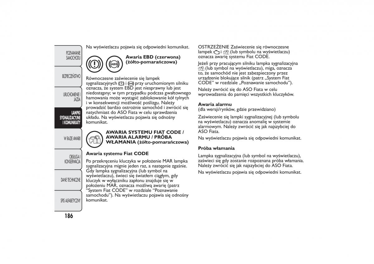 Fiat Bravo II 2 instrukcja obslugi / page 190