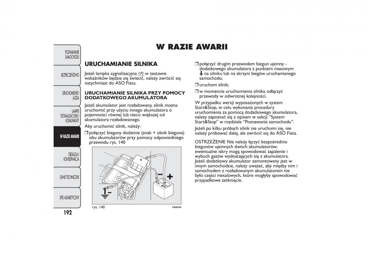 Fiat Bravo II 2 instrukcja obslugi / page 196