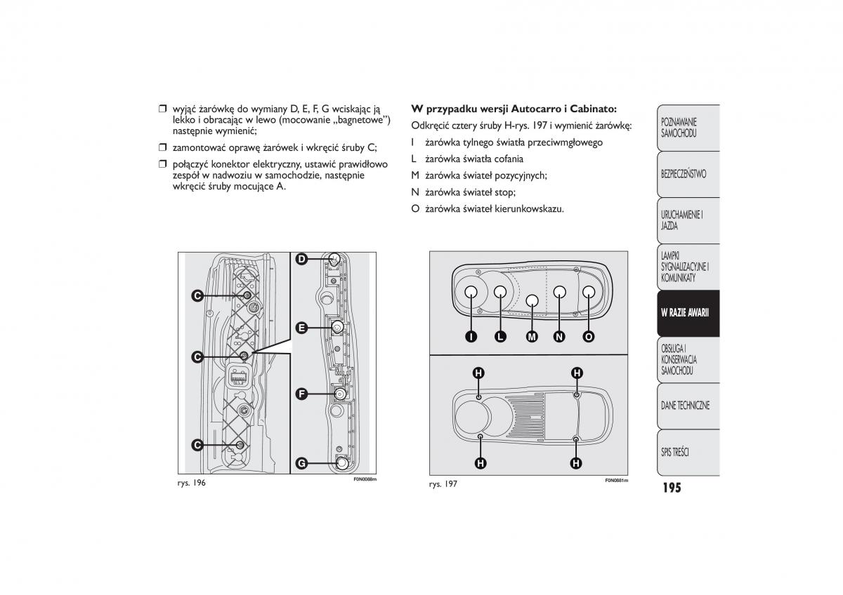 Fiat Ducato III 3 instrukcja obslugi / page 199