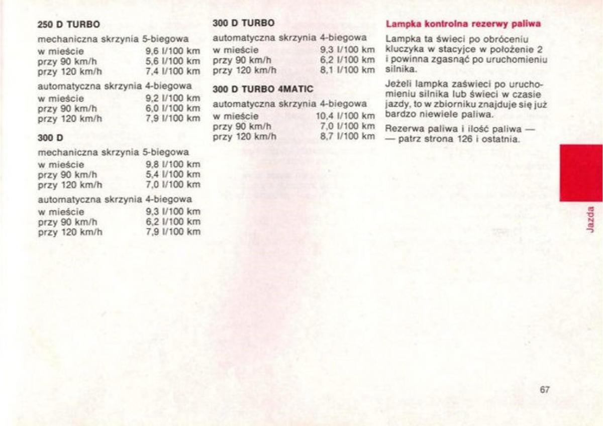 Mercedes Benz E W124 instrukcja obslugi / page 68