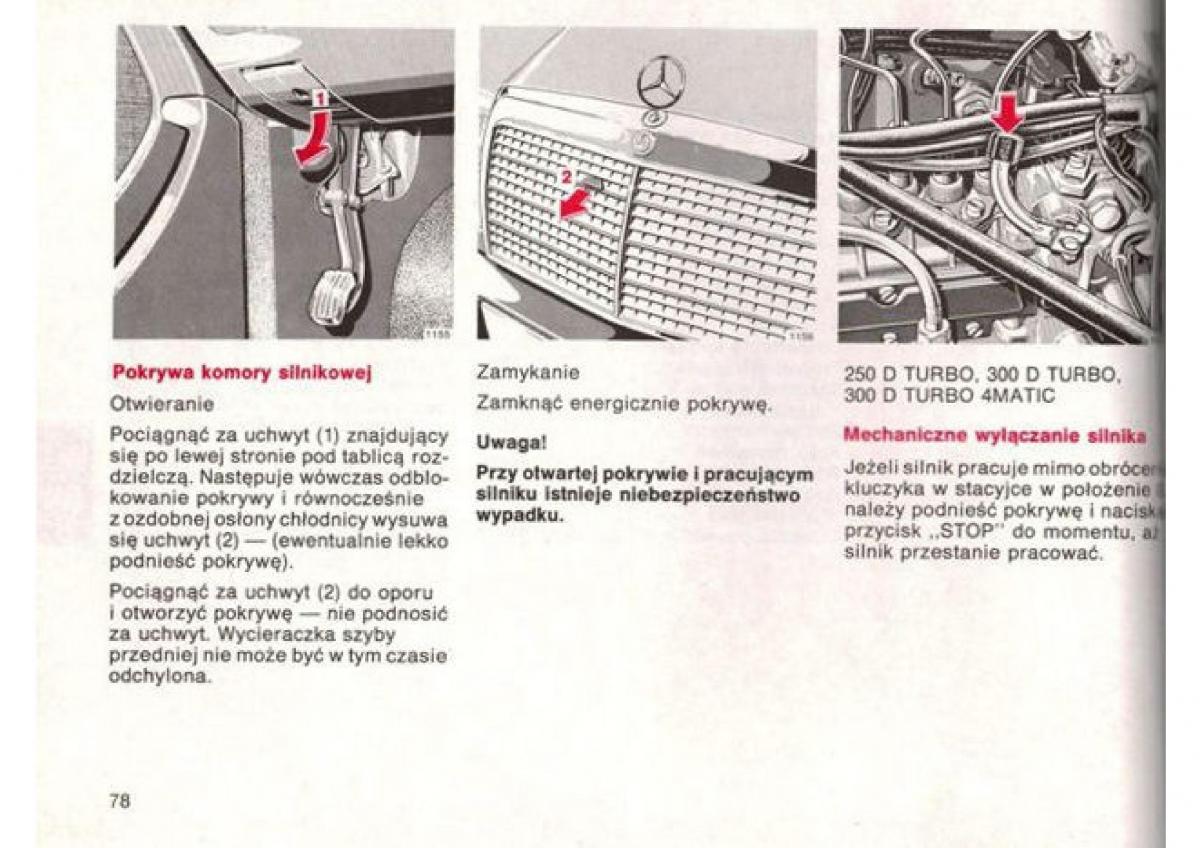 manual  Mercedes Benz E W124 instrukcja / page 78