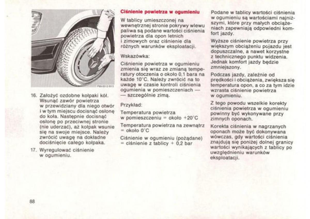 Mercedes Benz E W124 instrukcja obslugi / page 88