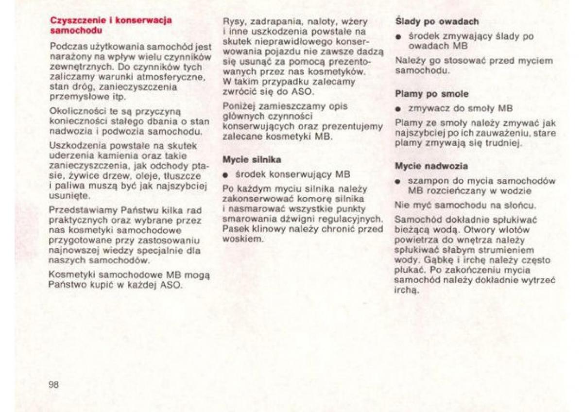 manual  Mercedes Benz E W124 instrukcja / page 98