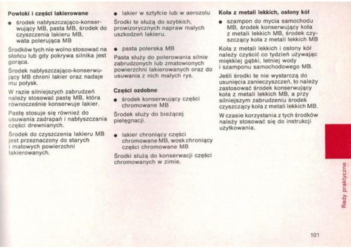 manual  Mercedes Benz E W124 instrukcja / page 101