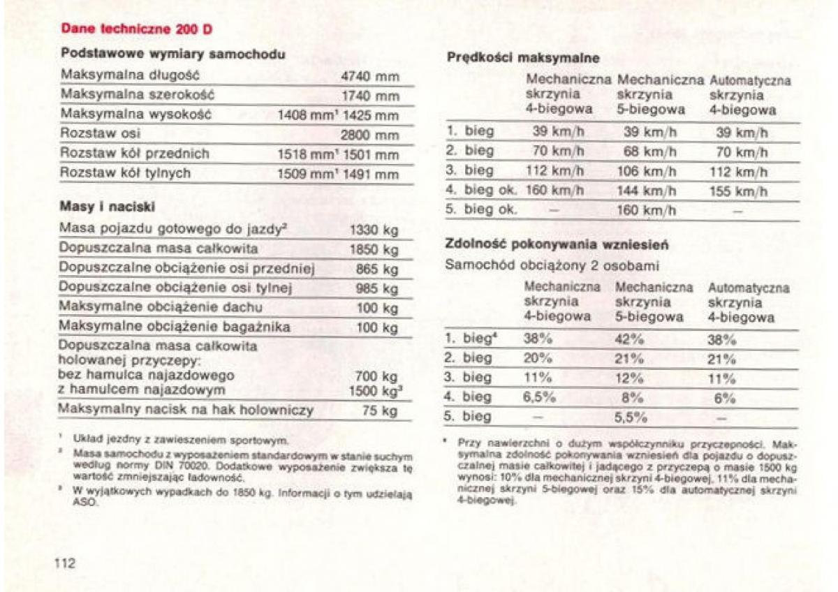 manual  Mercedes Benz E W124 instrukcja / page 111