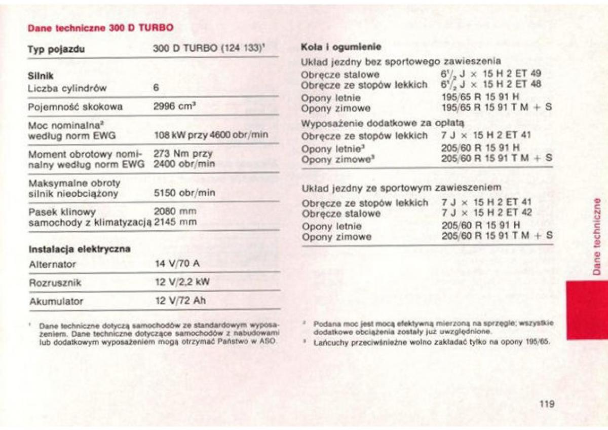 Mercedes Benz E W124 instrukcja obslugi / page 118