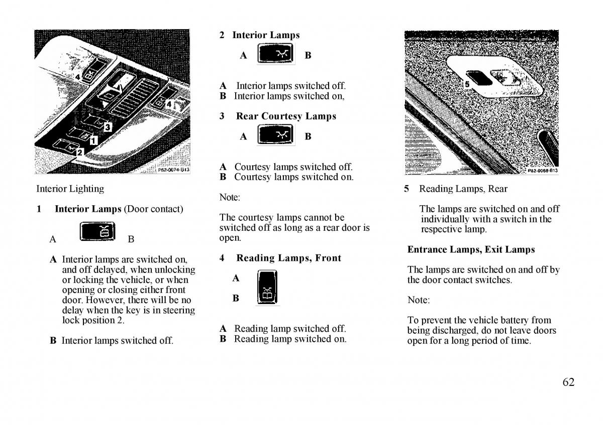 Mercedes Benz S W140 owners manual / page 62