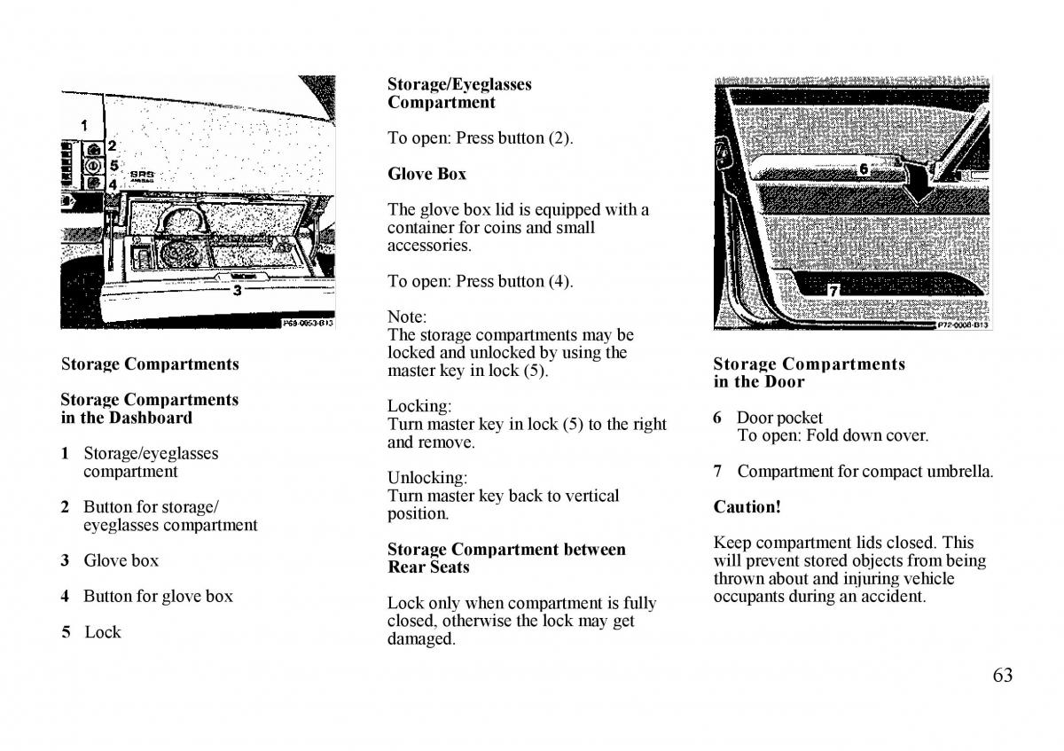 Mercedes Benz S W140 owners manual / page 63