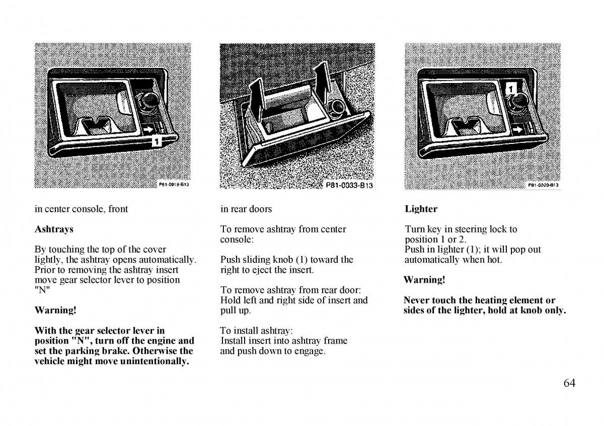 Mercedes Benz S W140 owners manual / page 64