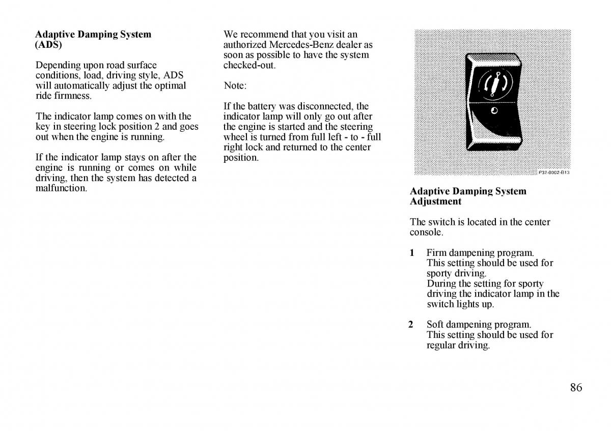 Mercedes Benz S W140 owners manual / page 86