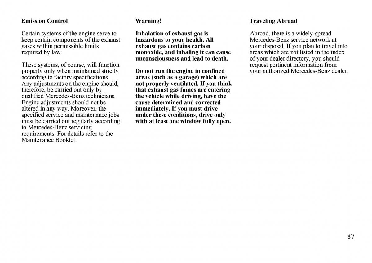 Mercedes Benz S W140 owners manual / page 87