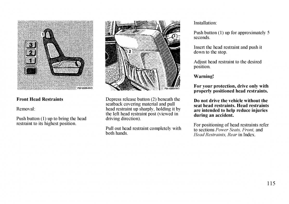 Mercedes Benz S W140 owners manual / page 115