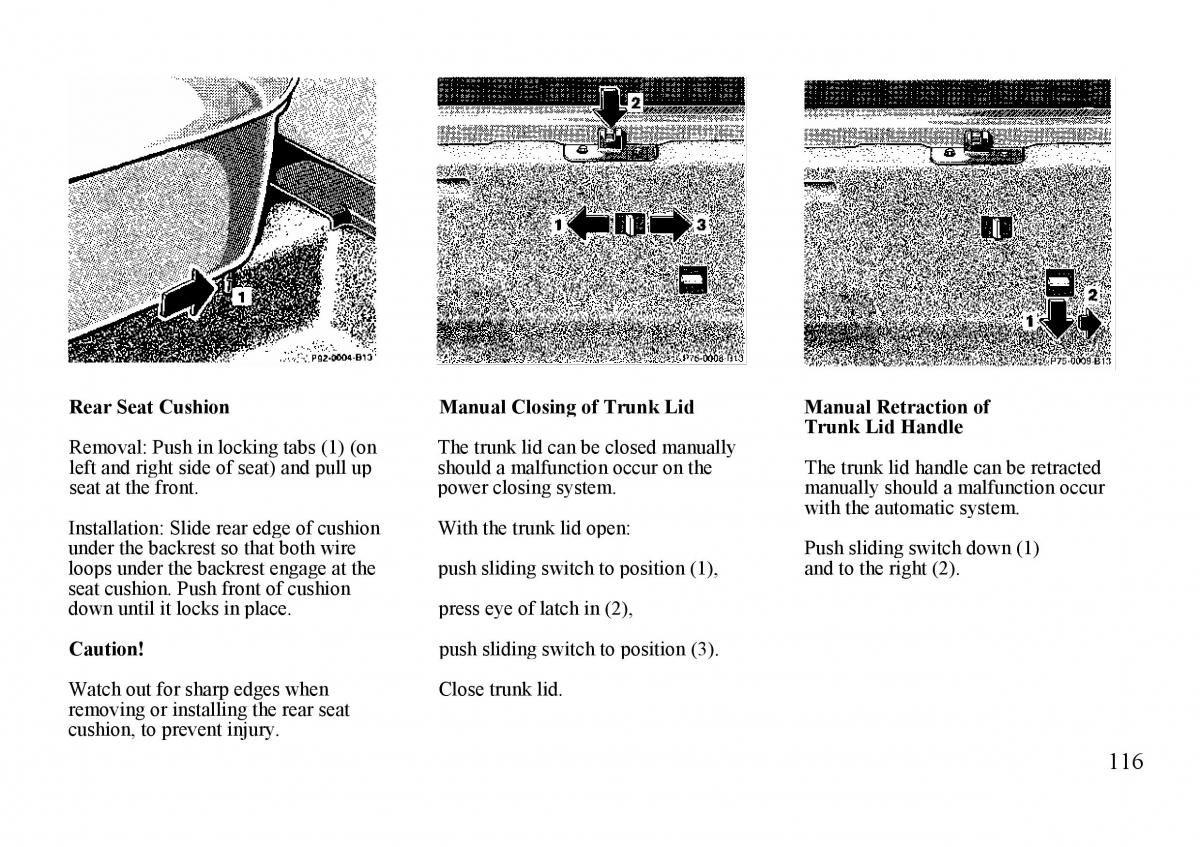 Mercedes Benz S W140 owners manual / page 116