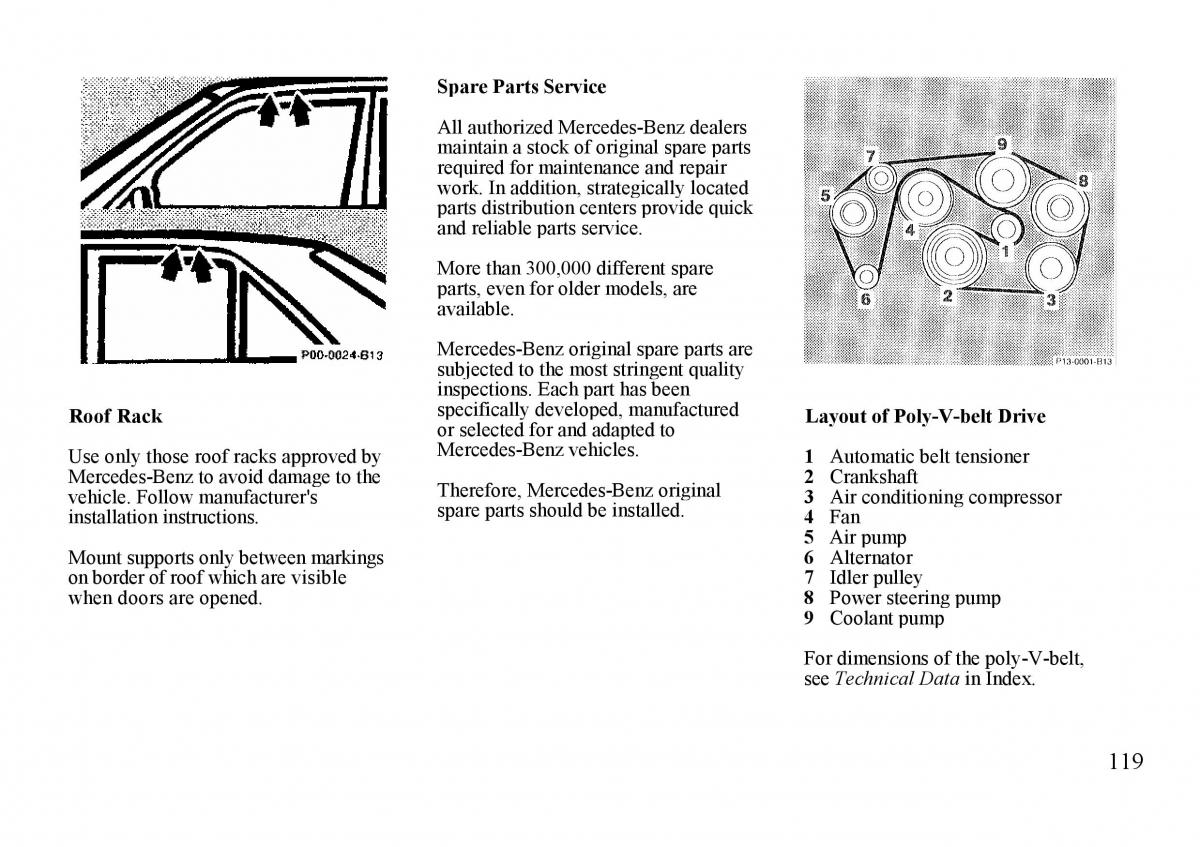 Mercedes Benz S W140 owners manual / page 119