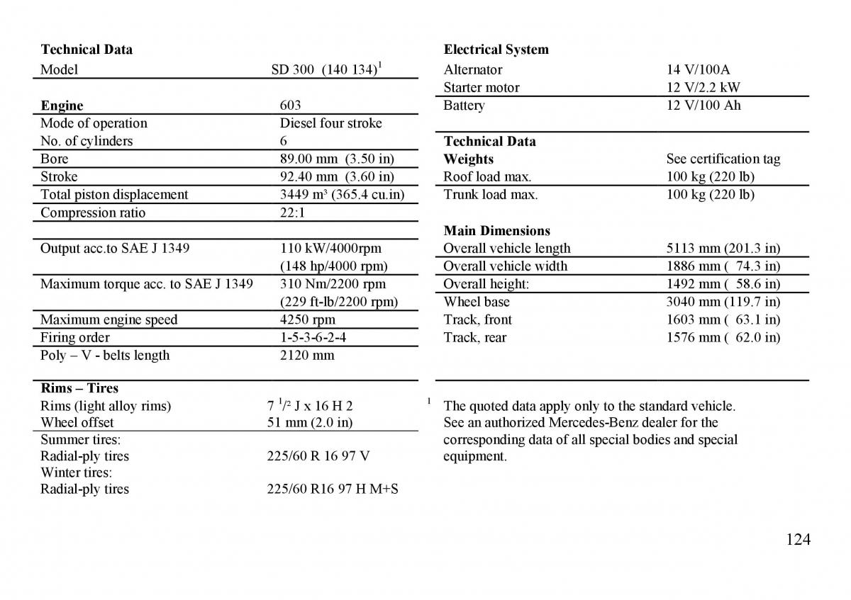 Mercedes Benz S W140 owners manual / page 124