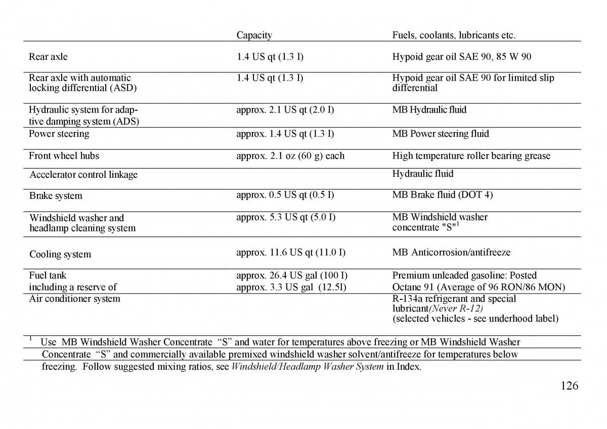 Mercedes Benz S W140 owners manual / page 126