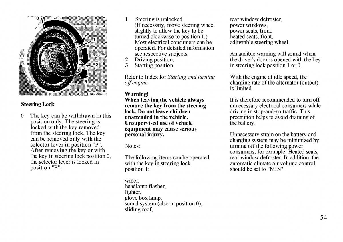 Mercedes Benz S W140 owners manual / page 54