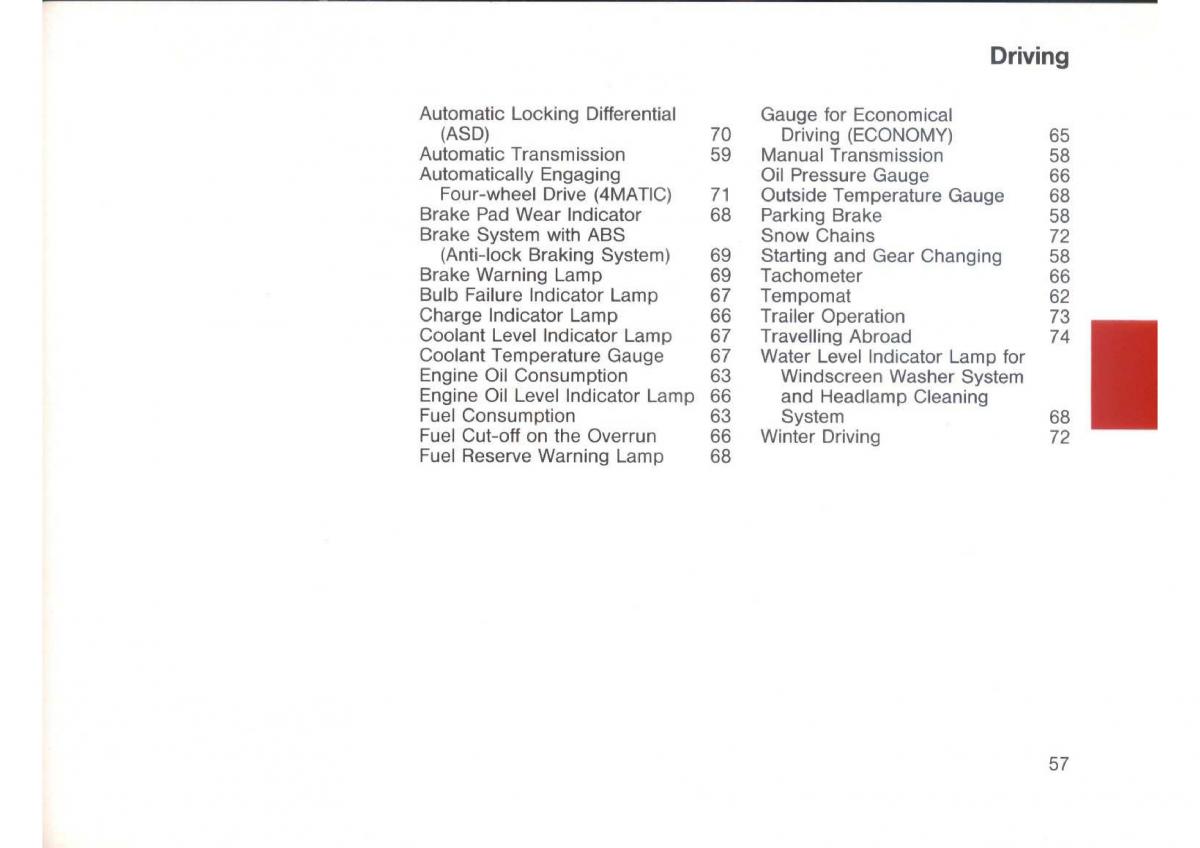 Mercedes Benz E W124 owners manual / page 59