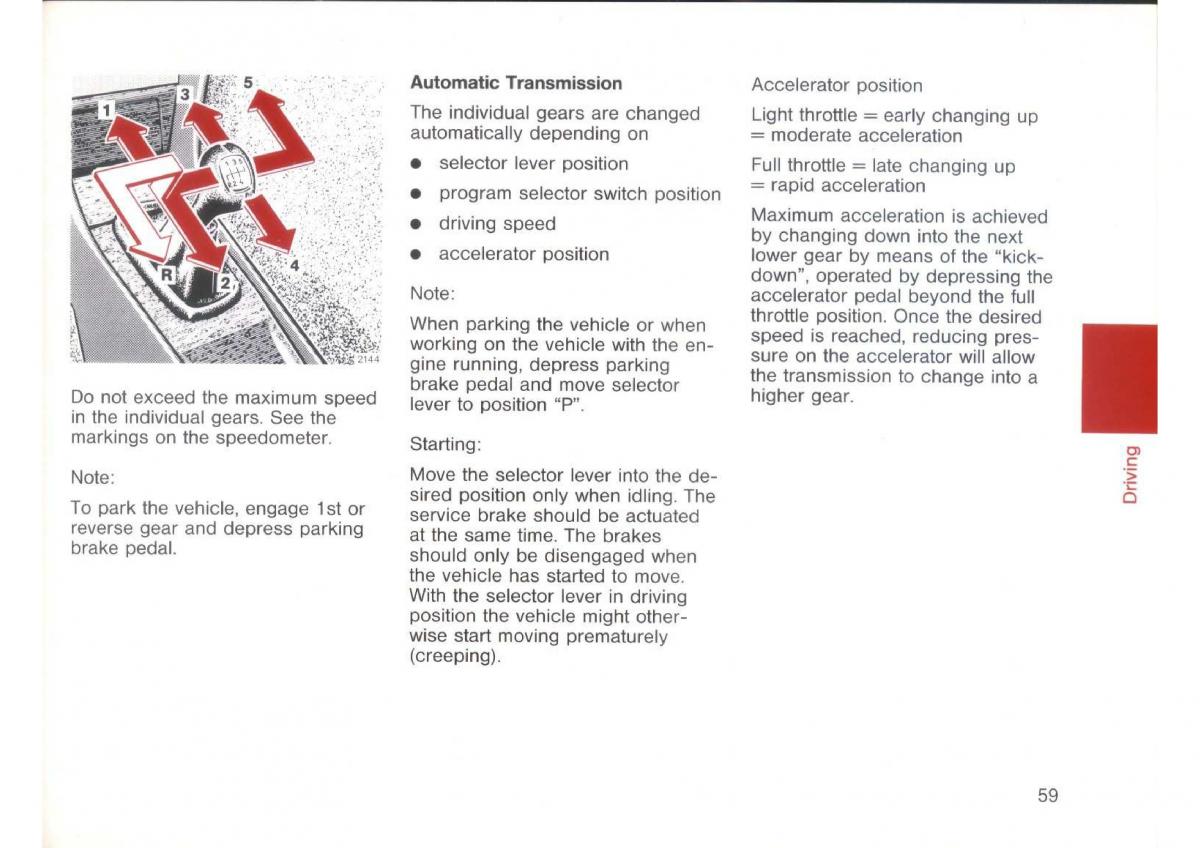 Mercedes Benz E W124 owners manual / page 61