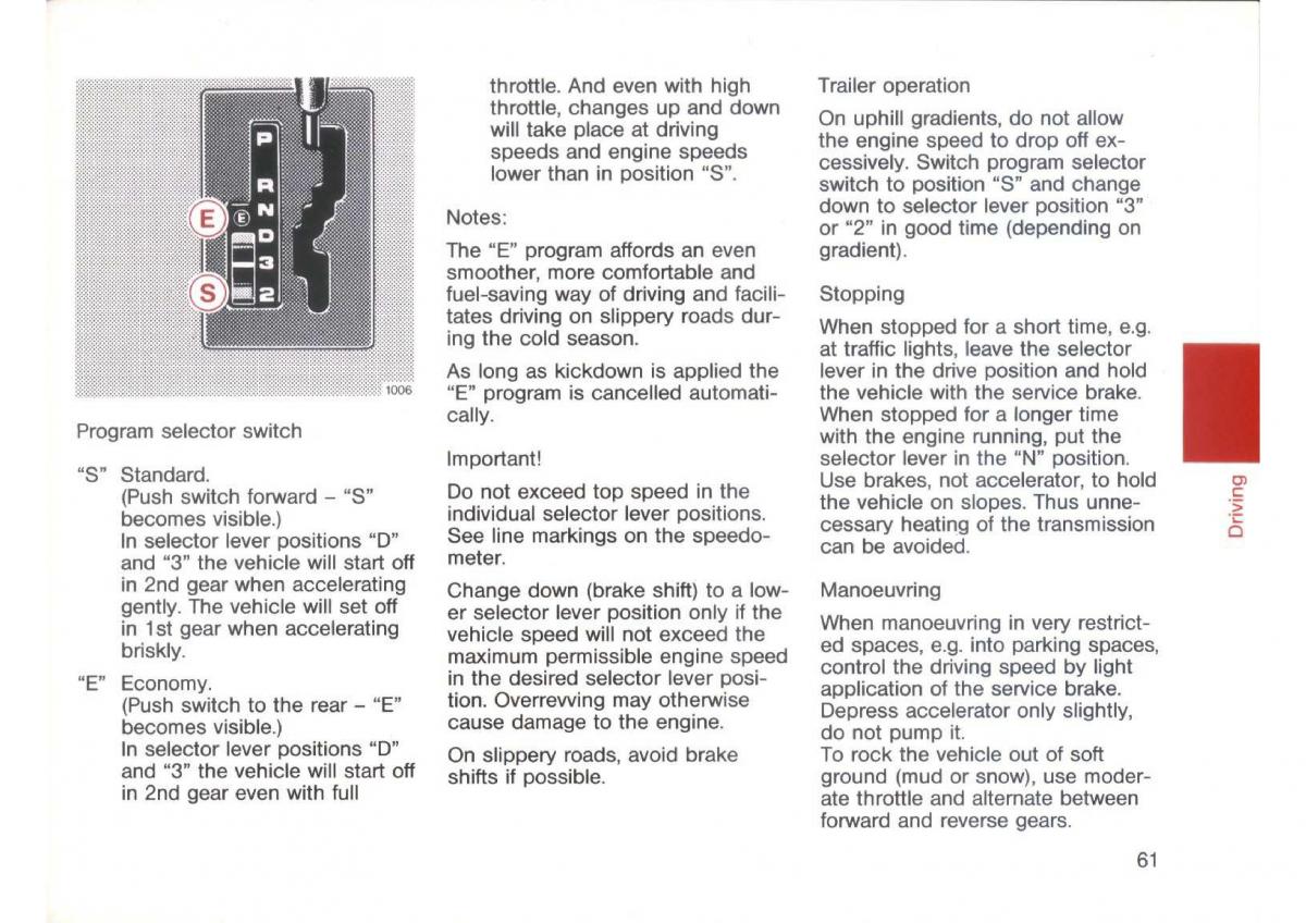 Mercedes Benz E W124 owners manual / page 63