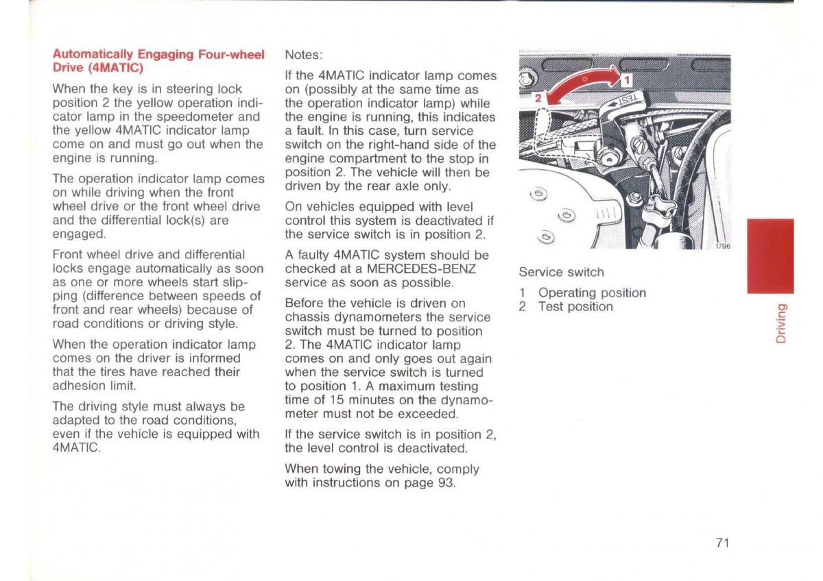 Mercedes Benz E W124 owners manual / page 73