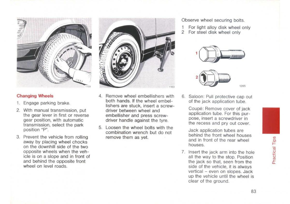 Mercedes Benz E W124 owners manual / page 85