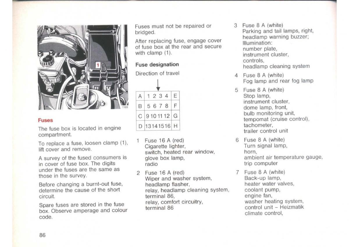 Mercedes Benz E W124 owners manual / page 88