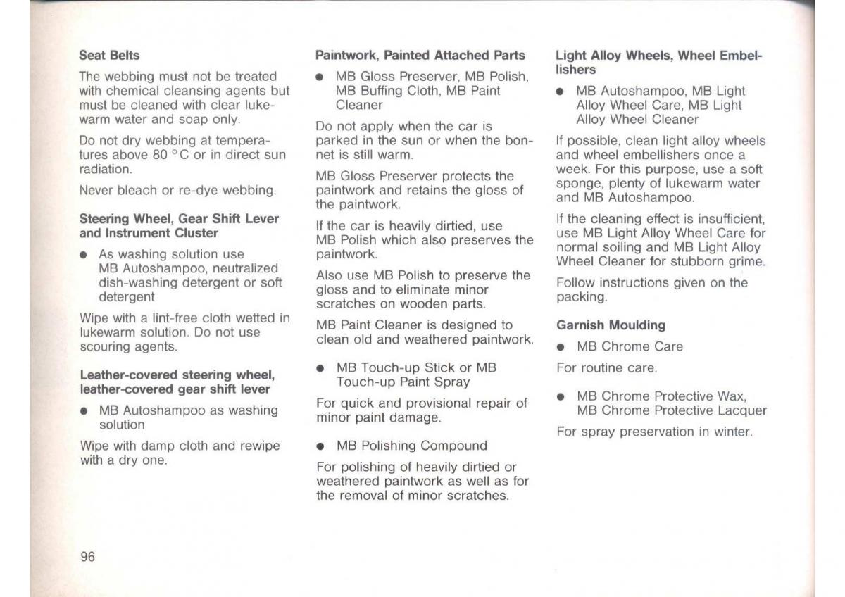 Mercedes Benz E W124 owners manual / page 98