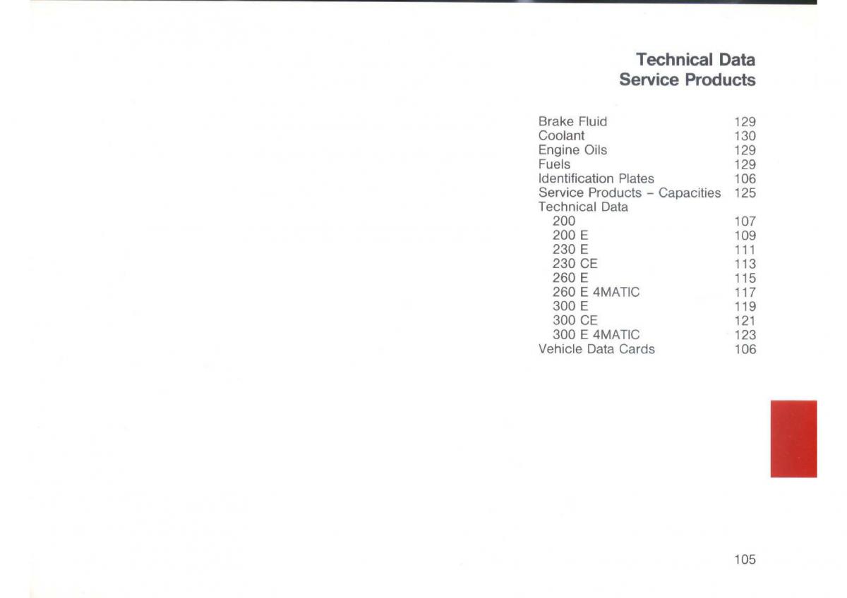 Mercedes Benz E W124 owners manual / page 107