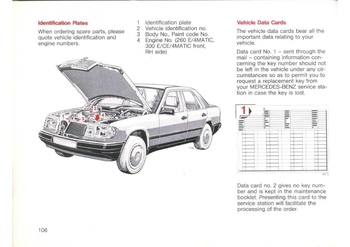 Mercedes Benz E W124 owners manual / page 108