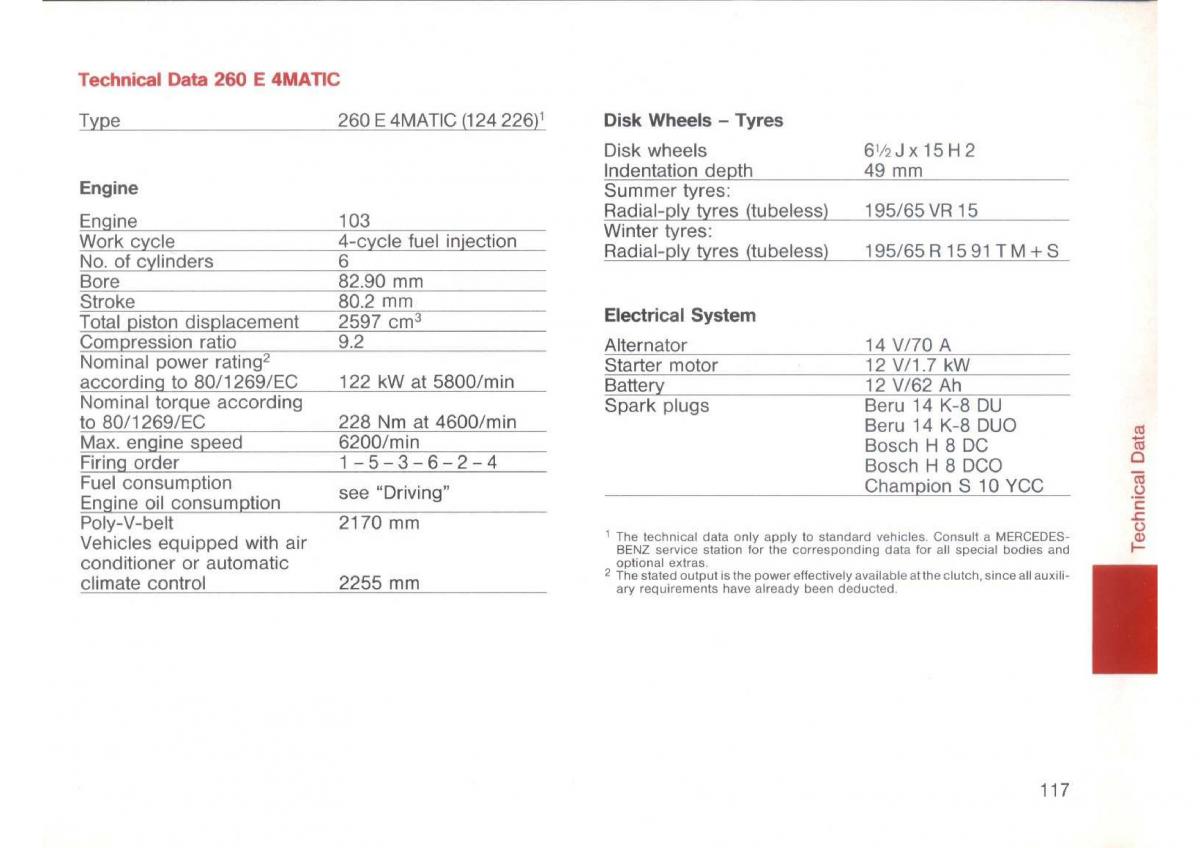 Mercedes Benz E W124 owners manual / page 119