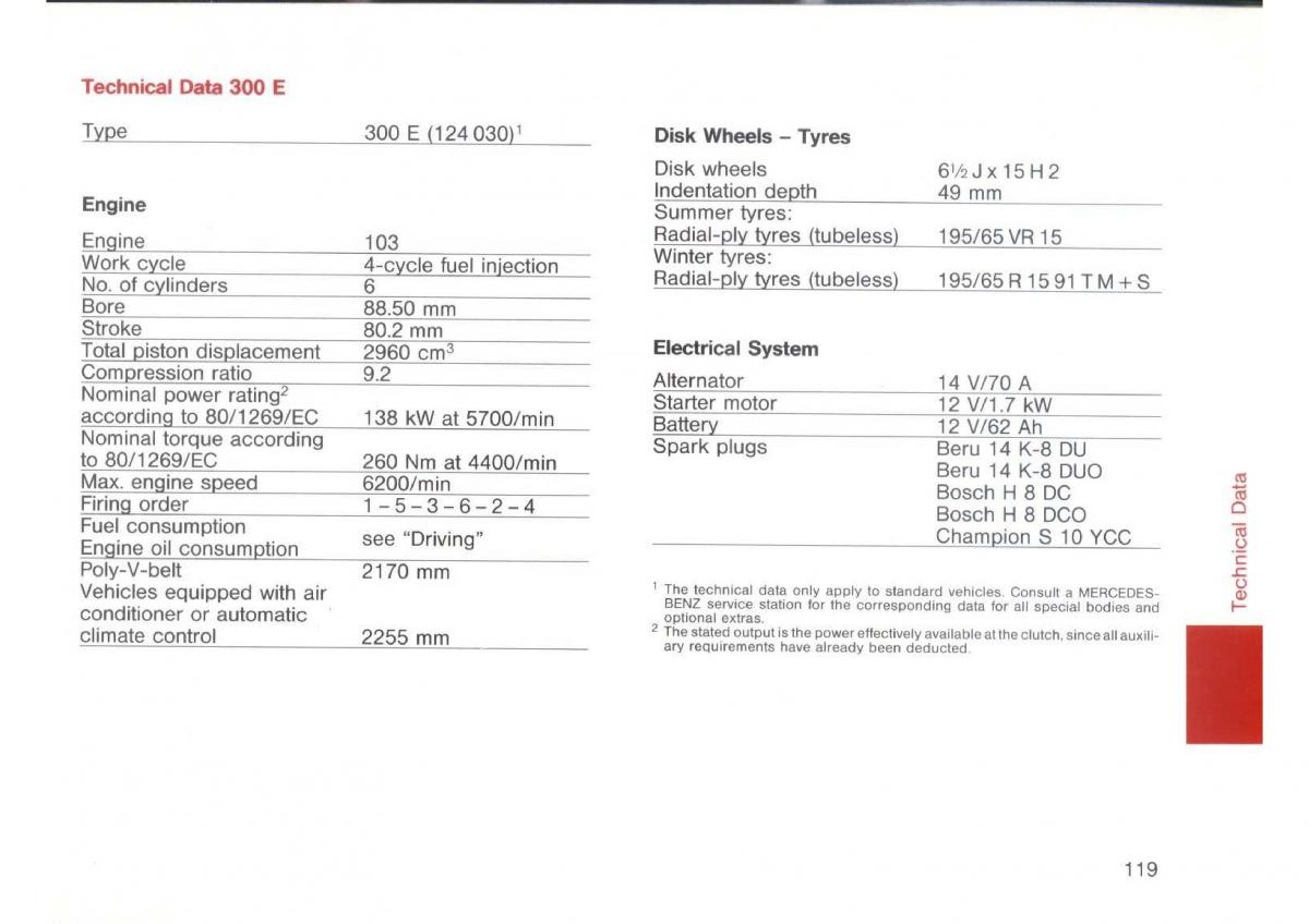 Mercedes Benz E W124 owners manual / page 121