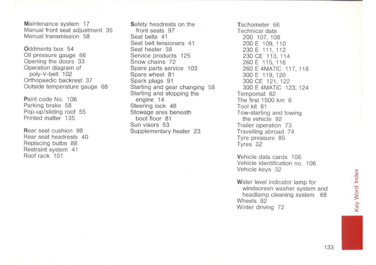 Mercedes Benz E W124 owners manual / page 135