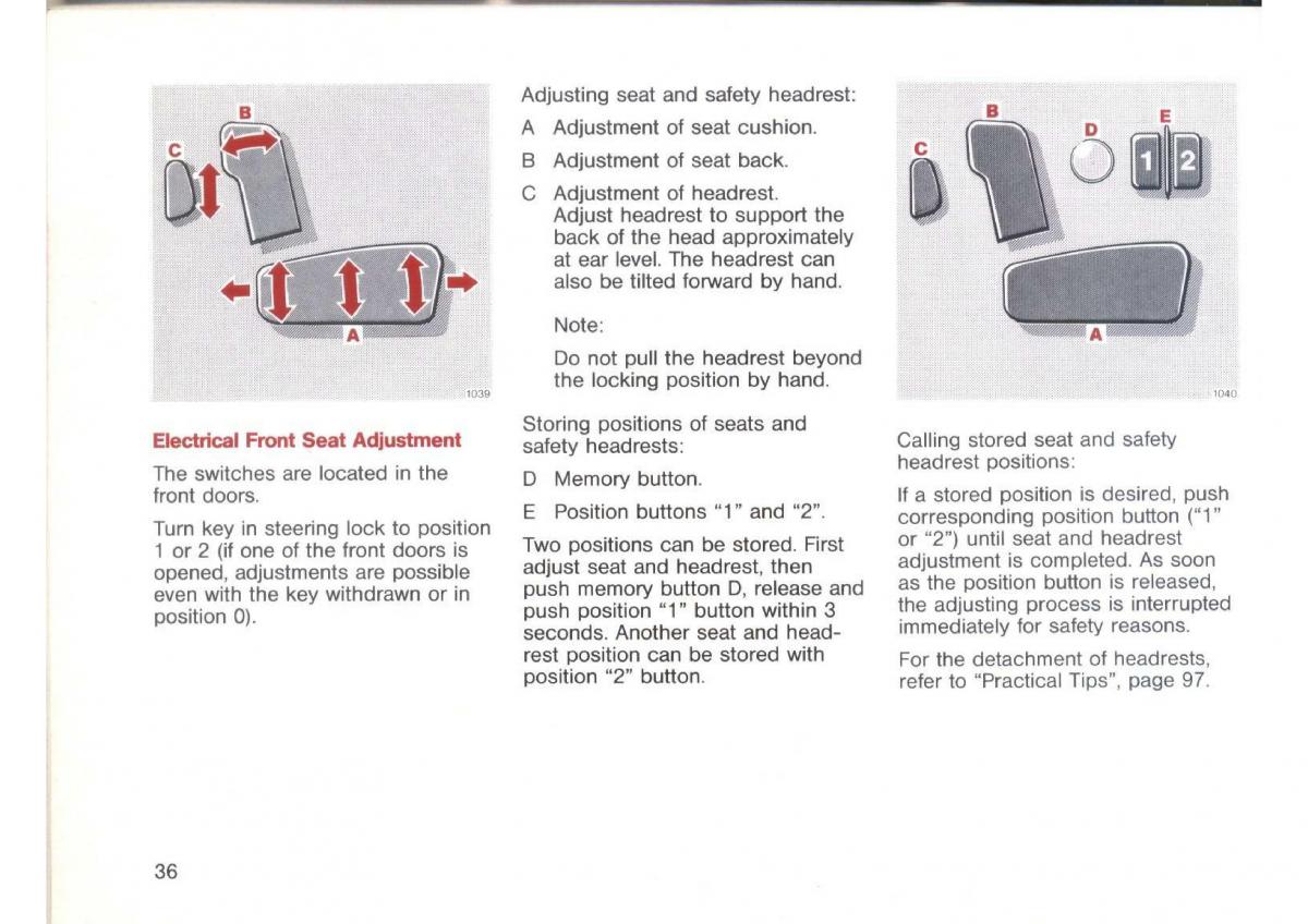 Mercedes Benz E W124 owners manual / page 38