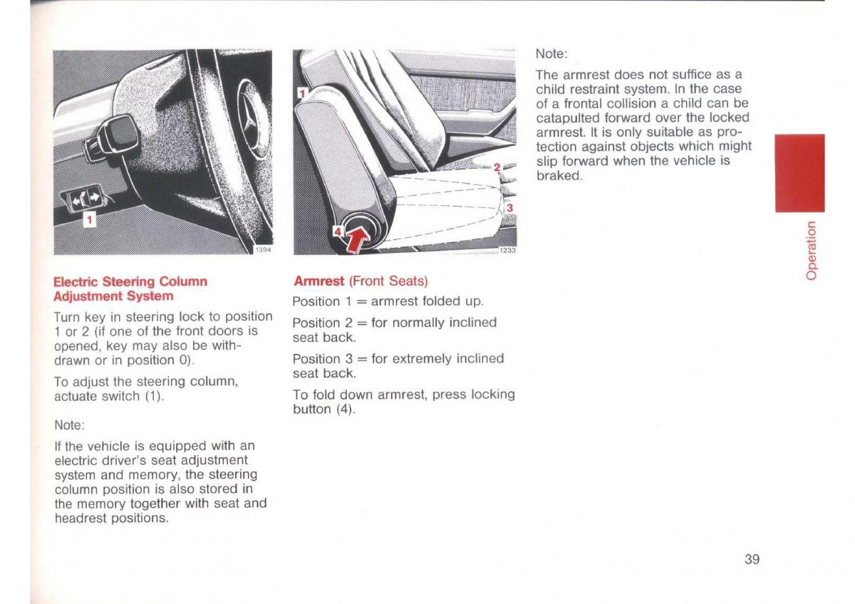 Mercedes Benz E W124 owners manual / page 41