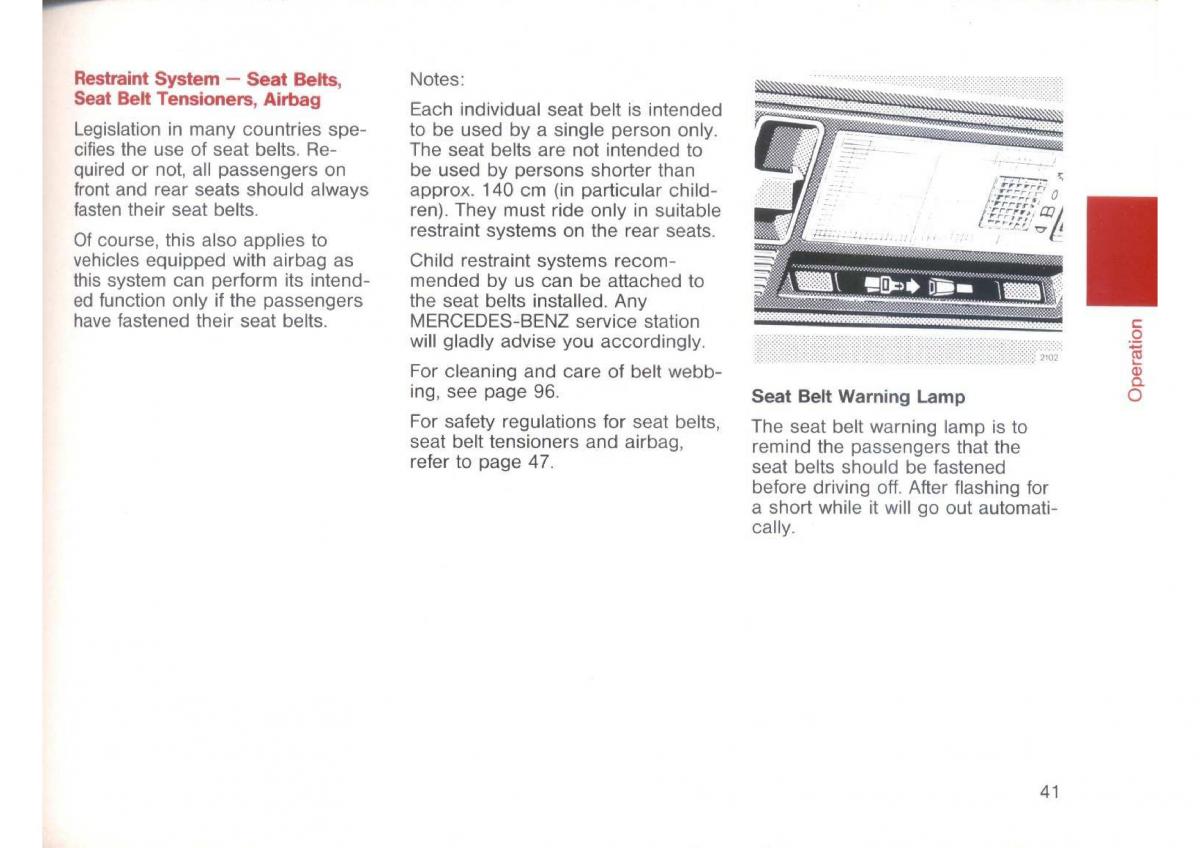 Mercedes Benz E W124 owners manual / page 43