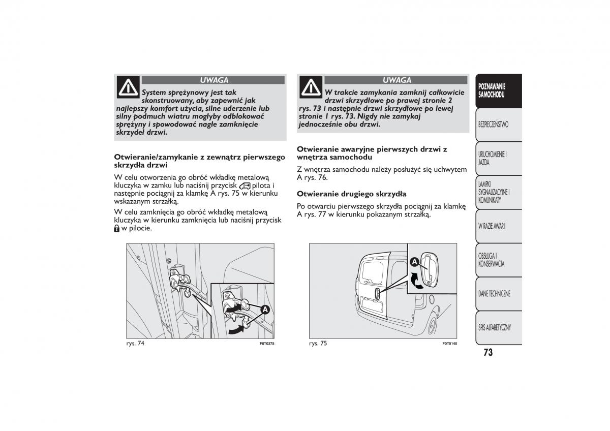 Fiat Fiorino IV 4 instrukcja obslugi / page 76