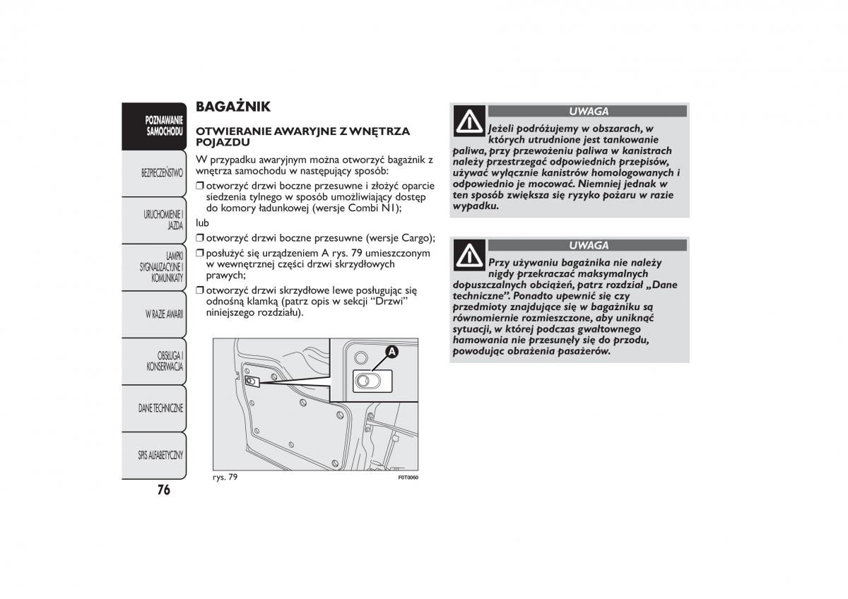 Fiat Fiorino IV 4 instrukcja obslugi / page 79