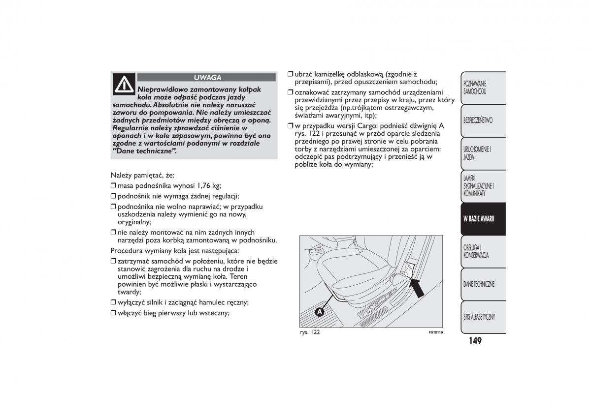 Fiat Fiorino IV 4 instrukcja obslugi / page 152