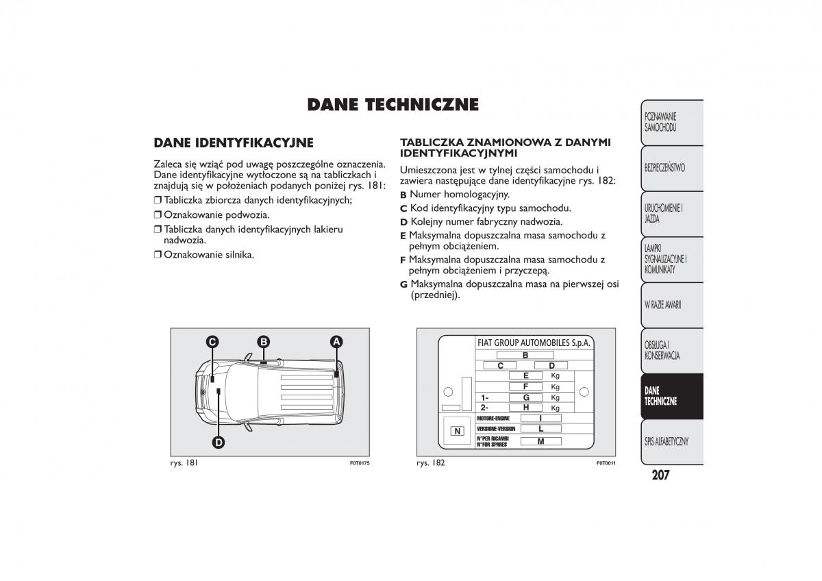 Fiat Fiorino IV 4 instrukcja obslugi / page 210