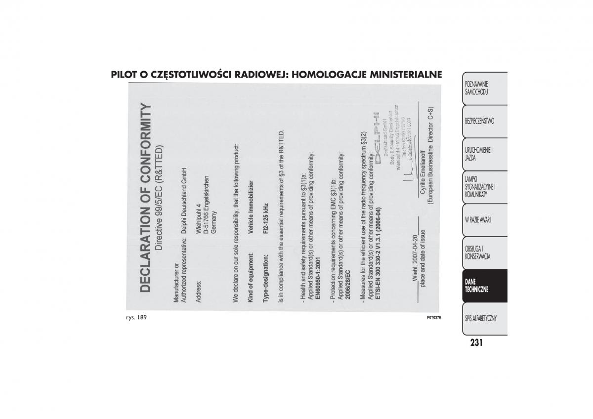 Fiat Fiorino IV 4 instrukcja obslugi / page 234