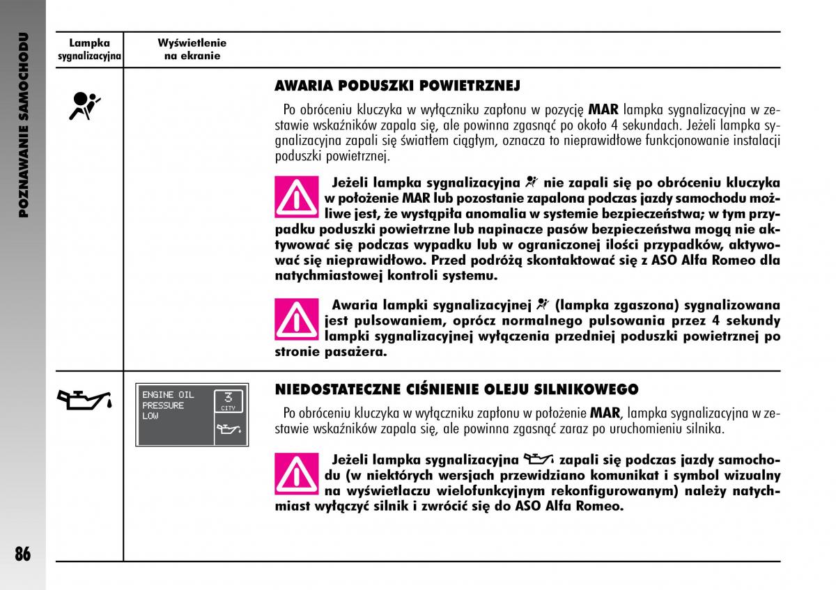 manual  Alfa Romeo GT instrukcja / page 87