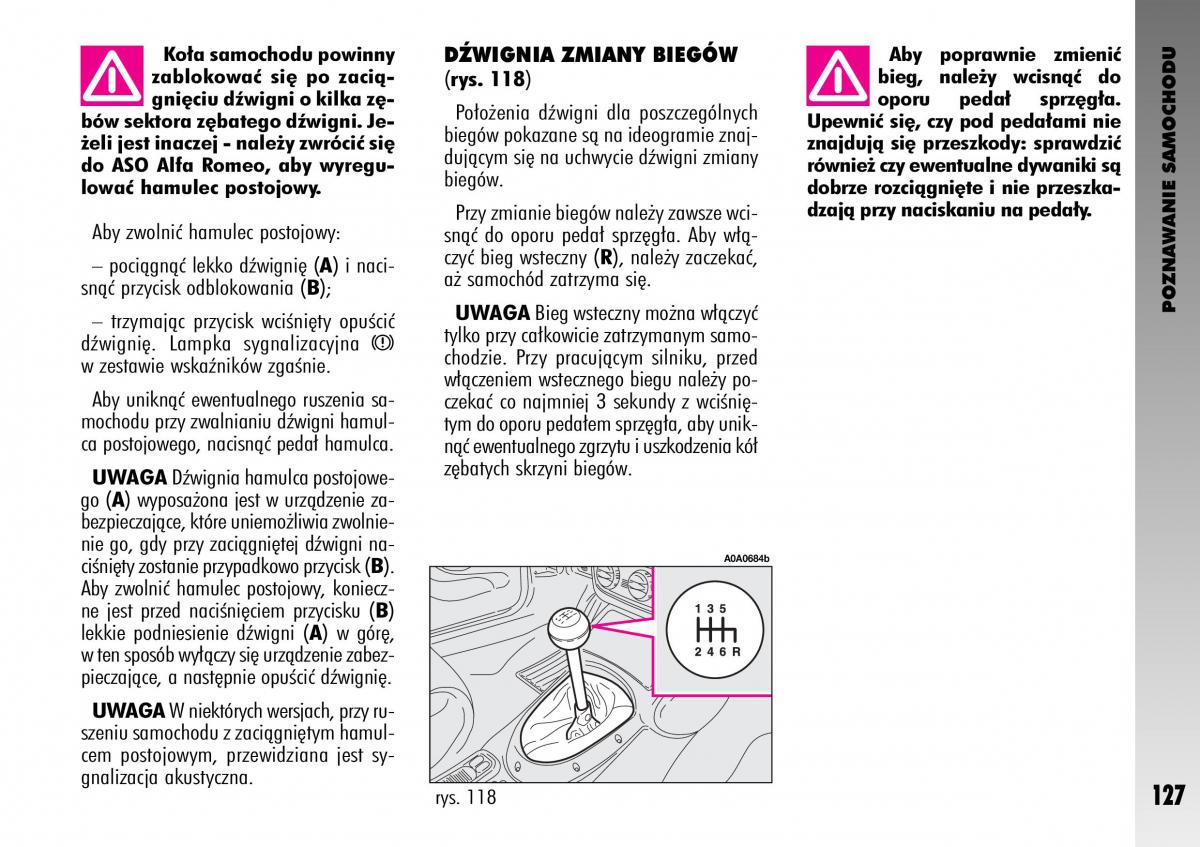 manual  Alfa Romeo GT instrukcja / page 128