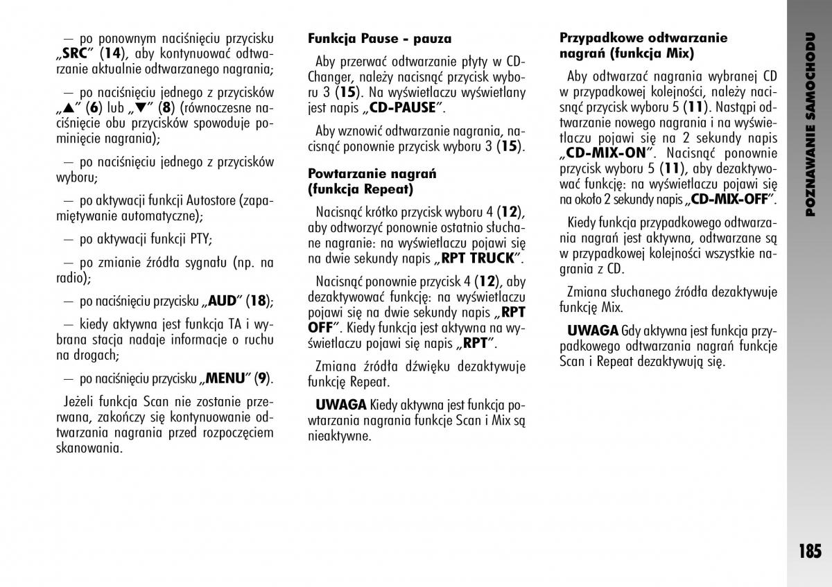 manual  Alfa Romeo GT instrukcja / page 186