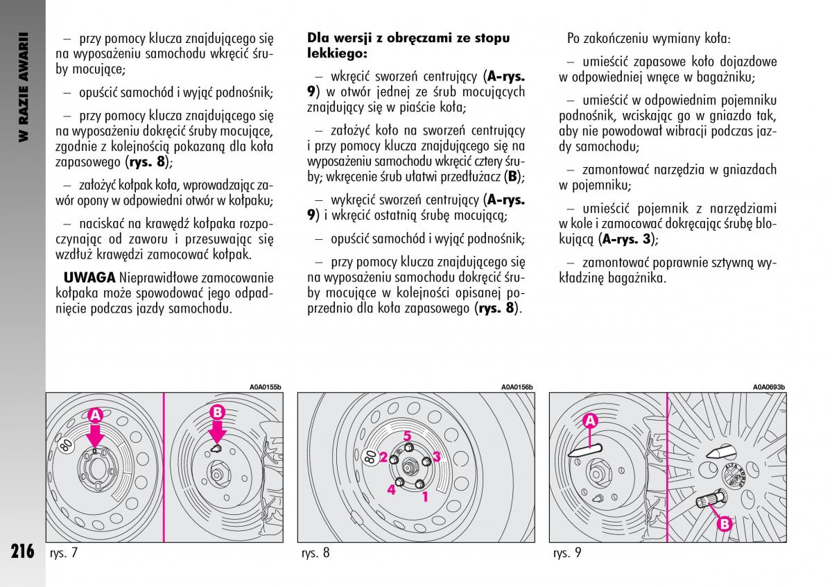 manual  Alfa Romeo GT instrukcja / page 217