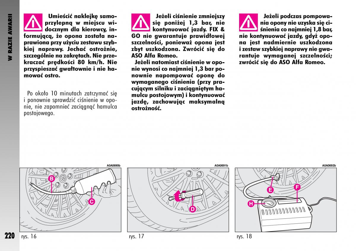 Alfa Romeo GT instrukcja obslugi / page 221