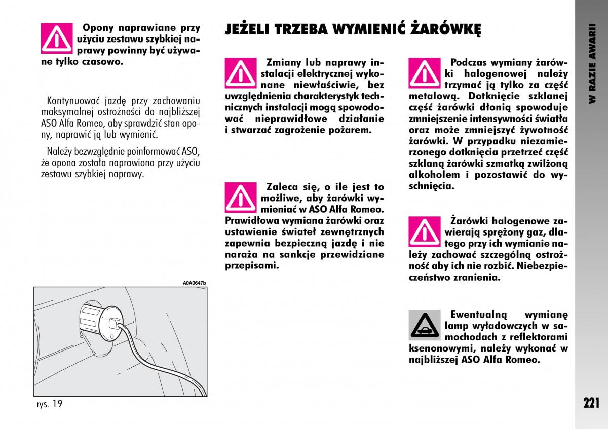 manual  Alfa Romeo GT instrukcja / page 222