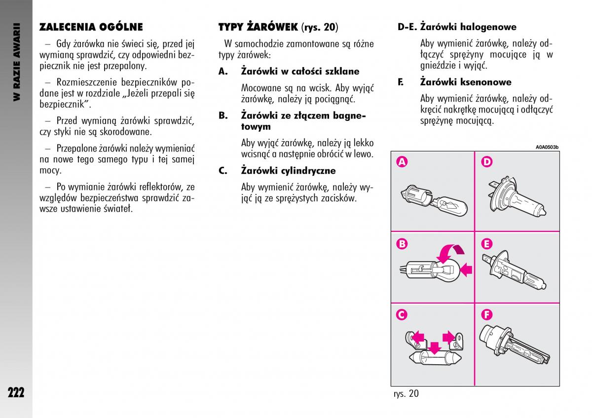 Alfa Romeo GT instrukcja obslugi / page 223